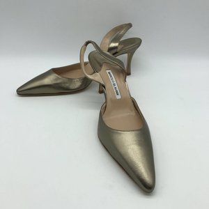 Manolo Blahnik Gold Slingback Heel 12